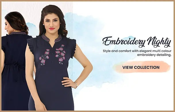 Premium embroidery nighties-NeDesigz.com