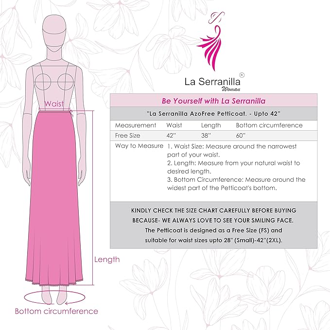 La Serranilla AZO-Free Cotton Hosiery Saree Shapewear Petticoat for Women