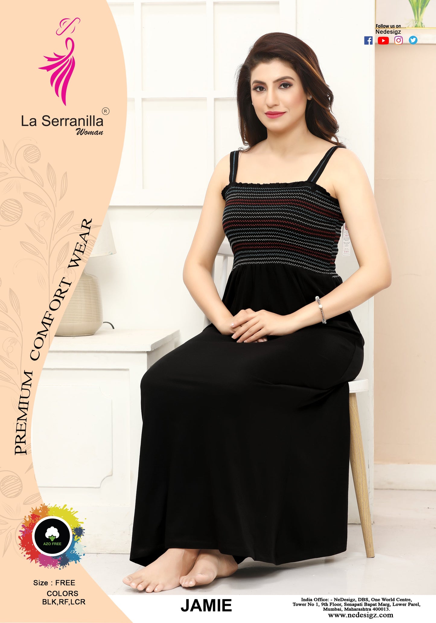 La Serranilla Women's Azo-Free Cotton Hosiery Nighty-NeDesigz.com