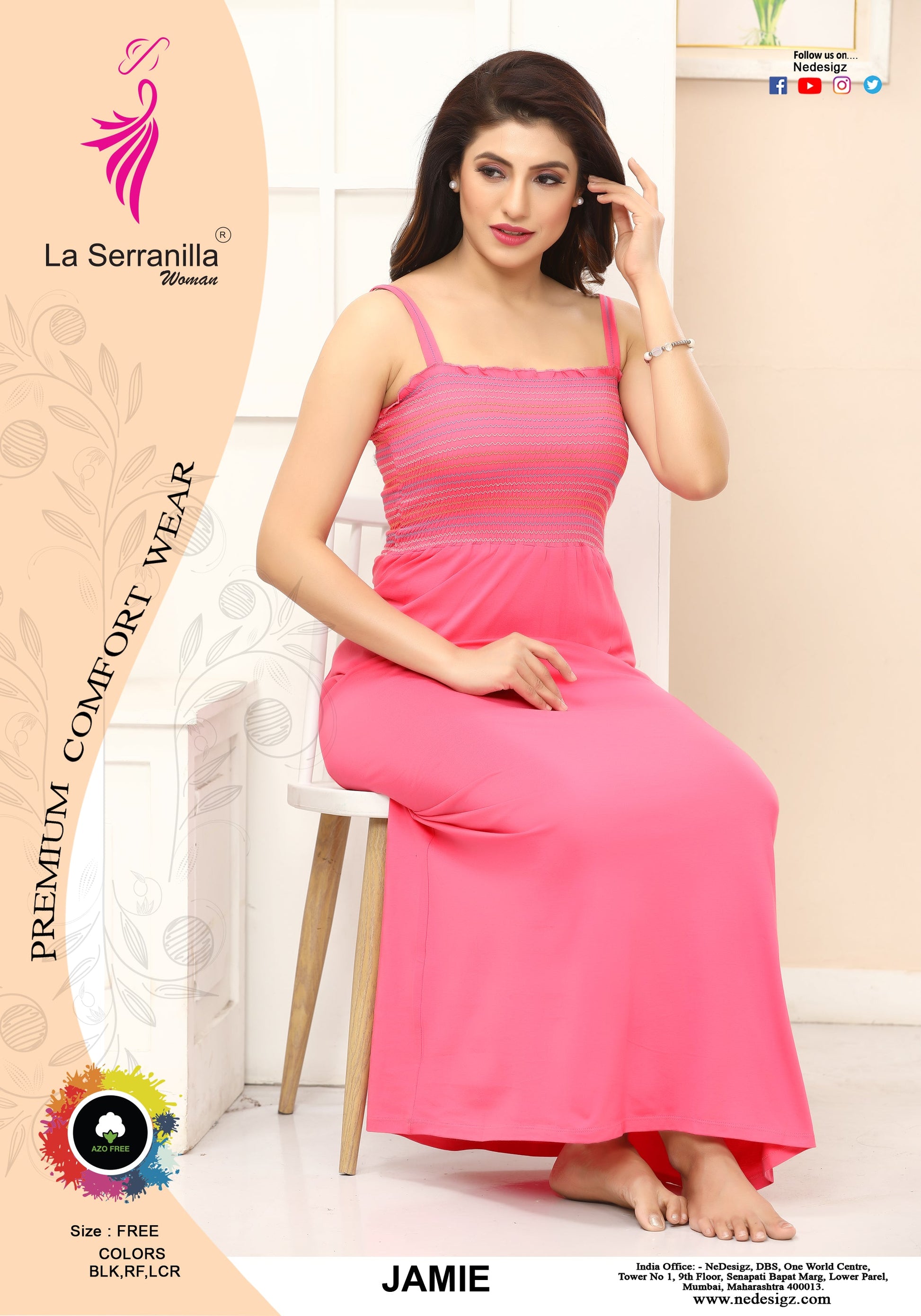 La Serranilla Women's Azo-Free Cotton Hosiery Nighty-NeDesigz.com