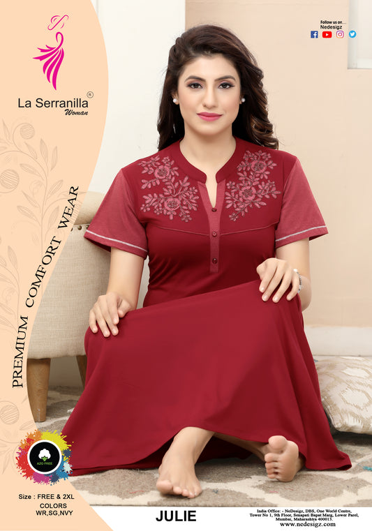 La Serranilla Women's Azo-Free Cotton Hosiery Nighty-NeDesigz.com