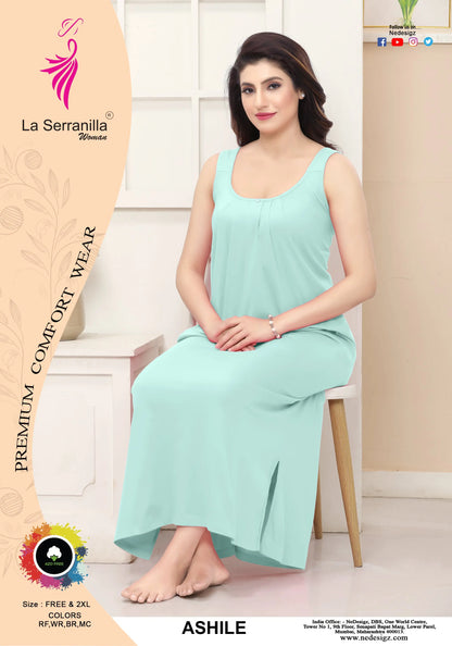 La Serranilla ® Women's Azo-Free Compact Cotton Hosiery Slips Nighty/Gown/Maxi - Ultimate in Comfort and Style- Your Perfect Nightdress for Unbeatable Comfort and Effortless Elegance! ASHILE-NeDesigz.com