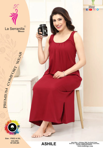 La Serranilla ® Women's Azo-Free Compact Cotton Hosiery Slips Nighty/Gown/Maxi - Ultimate in Comfort and Style- Your Perfect Nightdress for Unbeatable Comfort and Effortless Elegance! ASHILE-NeDesigz.com