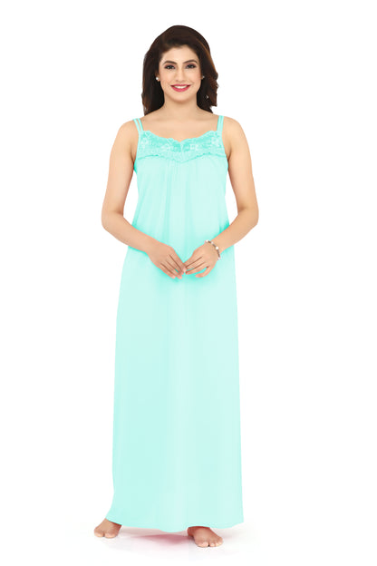 La Serranilla® Women's Azo-Free Cotton Hosiery Nighty/Gown/Maxi with Exquisite Custom-Made Lace Trim - Comfortable and Elegant Indoor/Honeymoon Nightwear. ELBA-NeDesigz.com