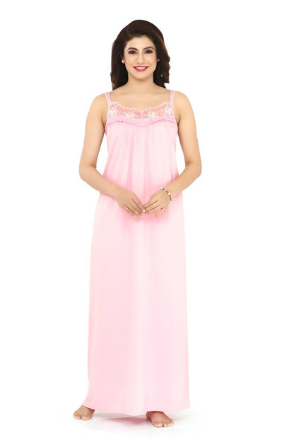 La Serranilla® Women's Azo-Free Cotton Hosiery Nighty/Gown/Maxi with Exquisite Custom-Made Lace Trim - Comfortable and Elegant Indoor/Honeymoon Nightwear. ELBA-NeDesigz.com